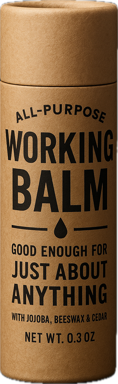 Working Balm tube resting on tools